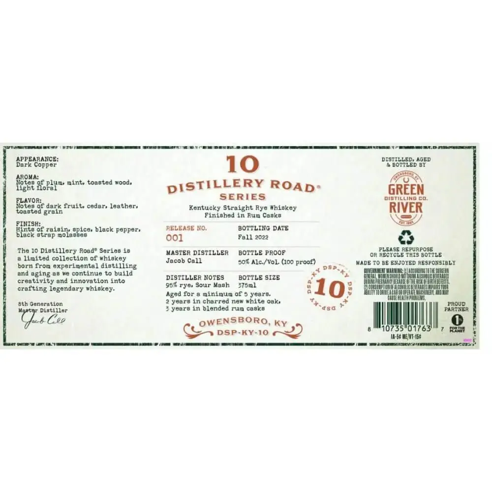 10 Distillery Road Series Straight Rye Finished in Rum Casks