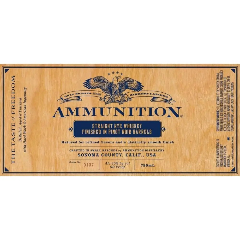 Ammunition Rye Whiskey Finished In Pinot Noir Barrels - Image 2
