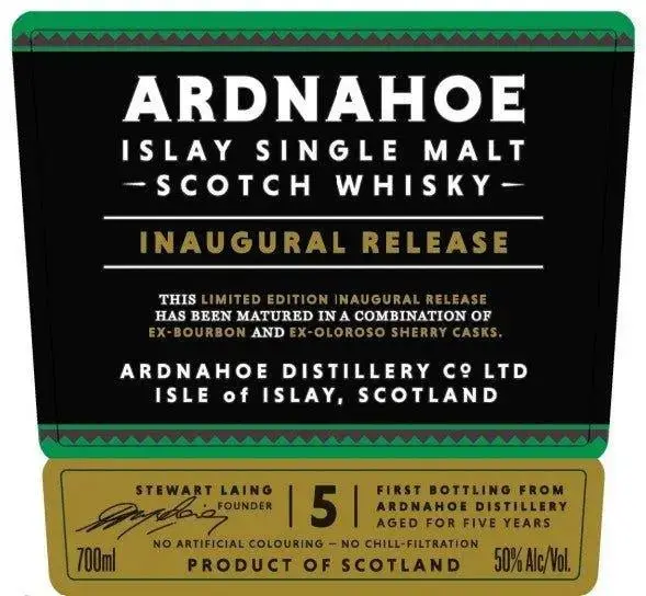Ardnahoe 5 Year Islay Single Malt Scotch Whisky Inaugural Release
