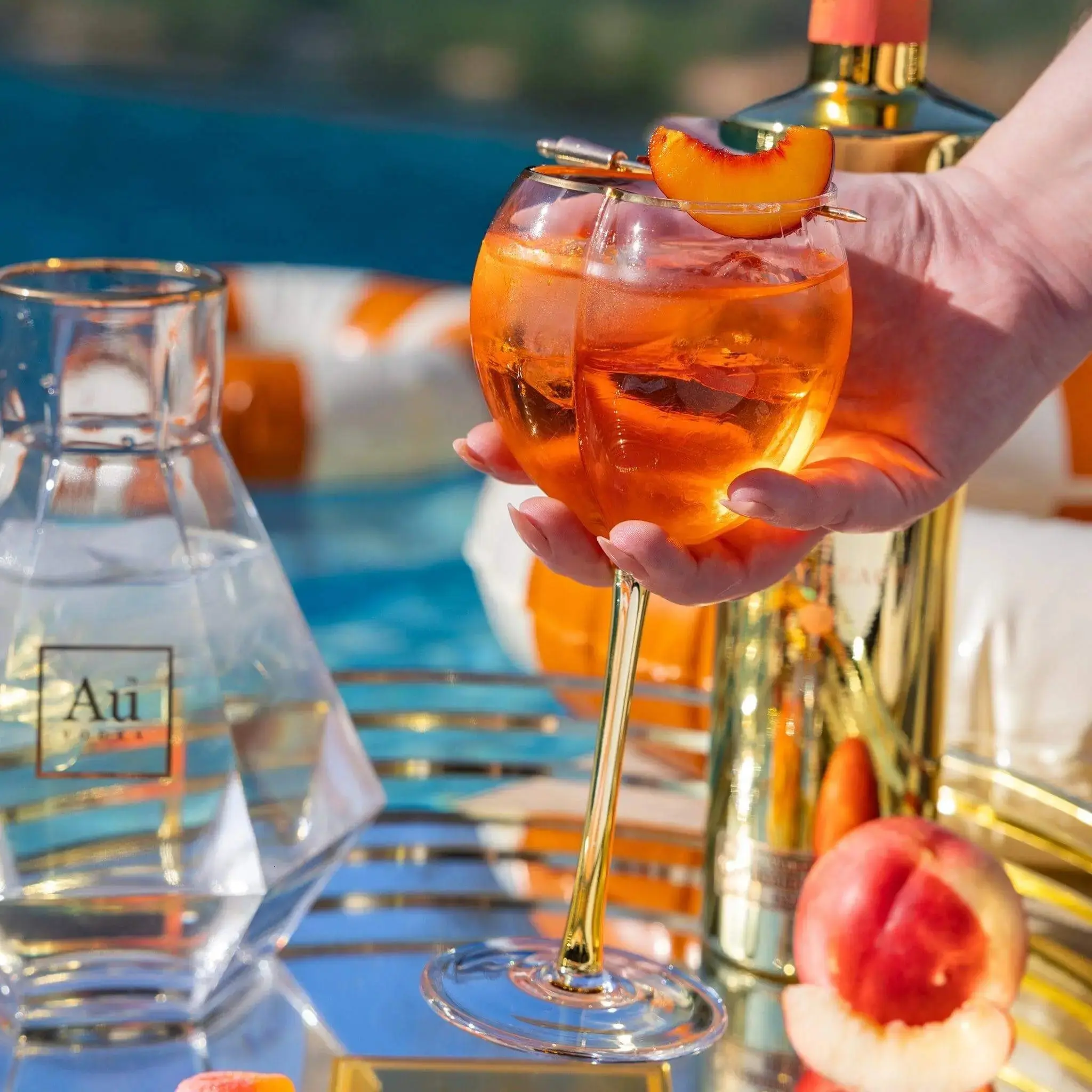 Au Vodka Juicy Peach & Peach Longstem Glass - Image 2