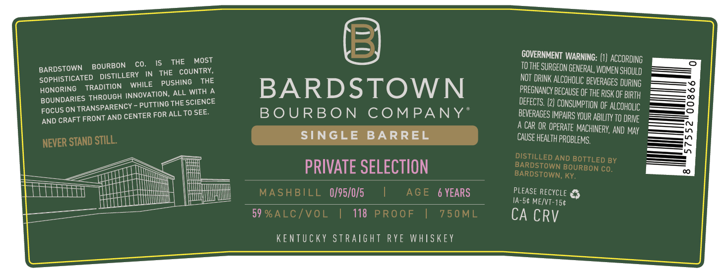 Bardstown Bourbon Company Single Barrel Private Selection – 6-Year Rye Whiskey