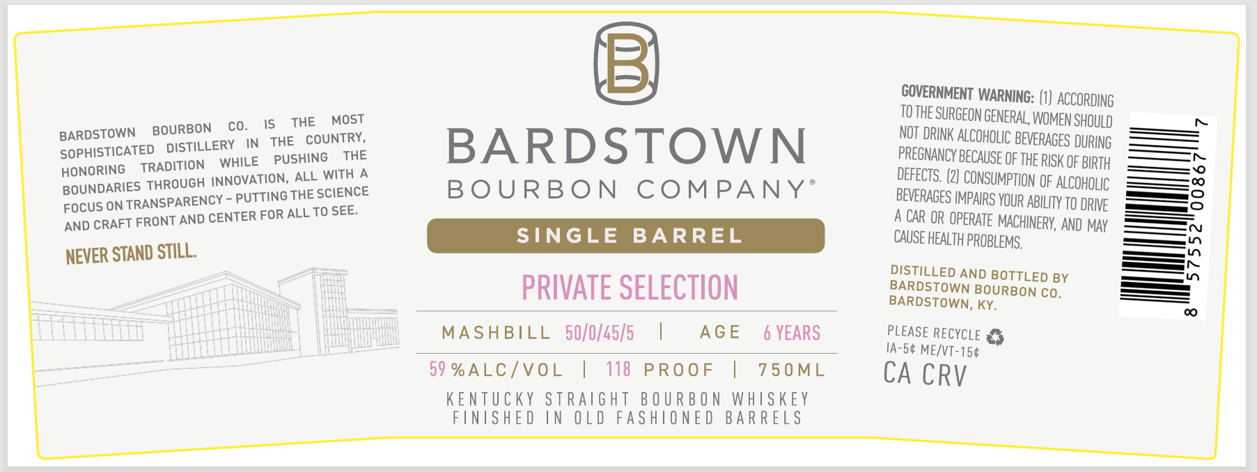 Bardstown Bourbon Company Single Barrel Private Selection Finished in Old Fashioned Barrels 6 Years Old
