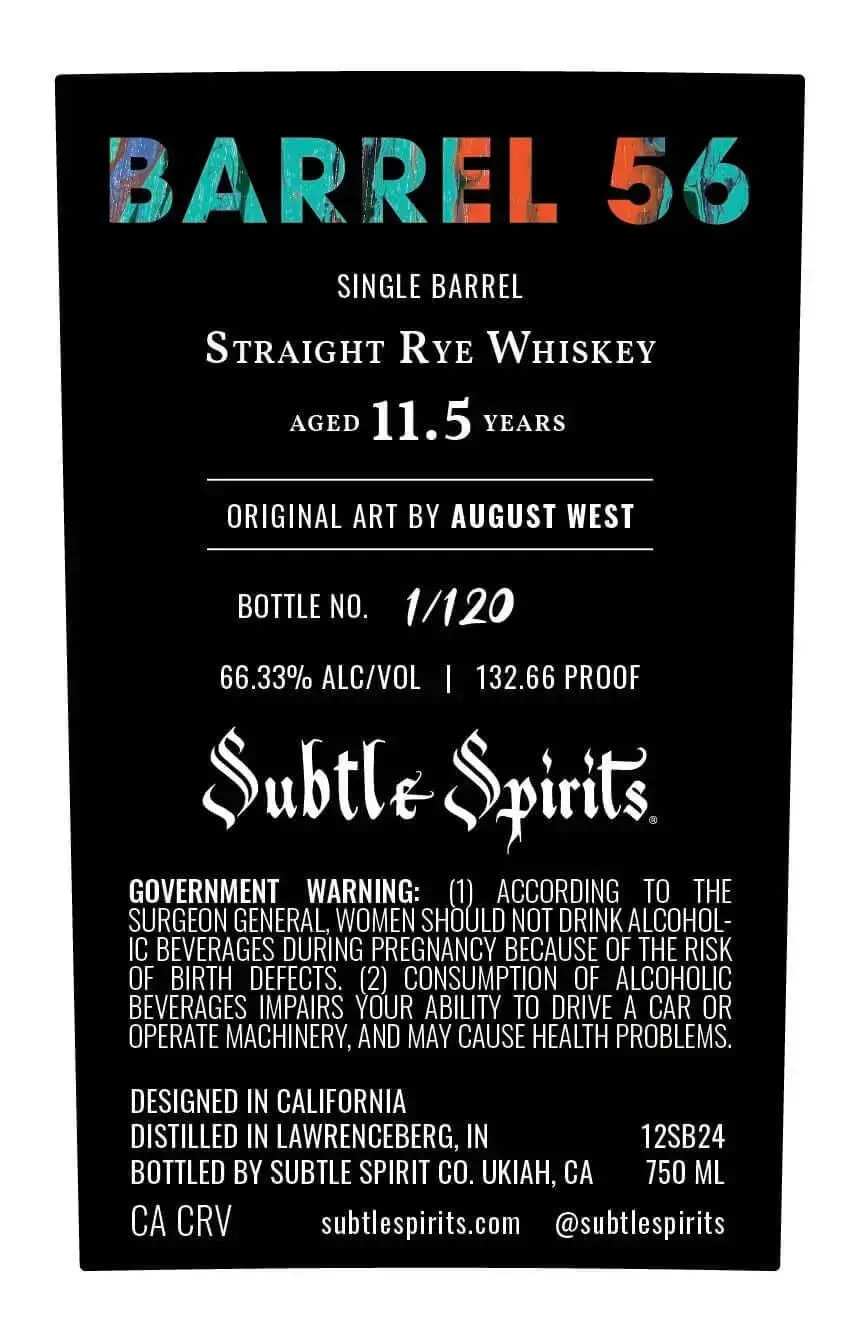 Barrel 56 Single Barrel Straight Rye Whiskey