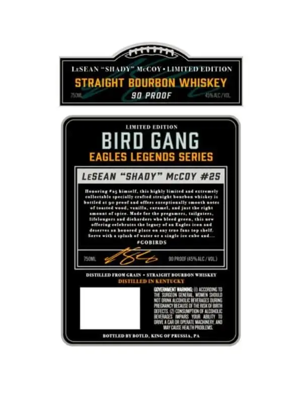 Bird Gang LeSean "Shady" McCoy Limited Edition Straight Bourbon Whiskey