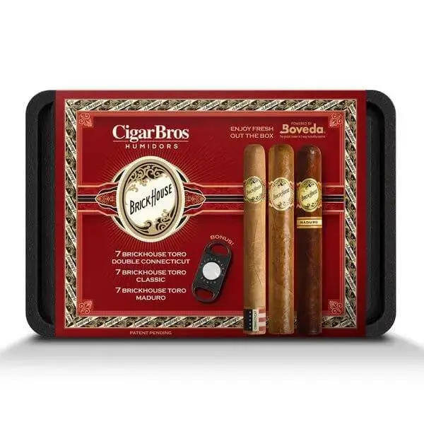Brick House 21 Premium Cigars Set & Cutter + Personal Humidor by CigarBros