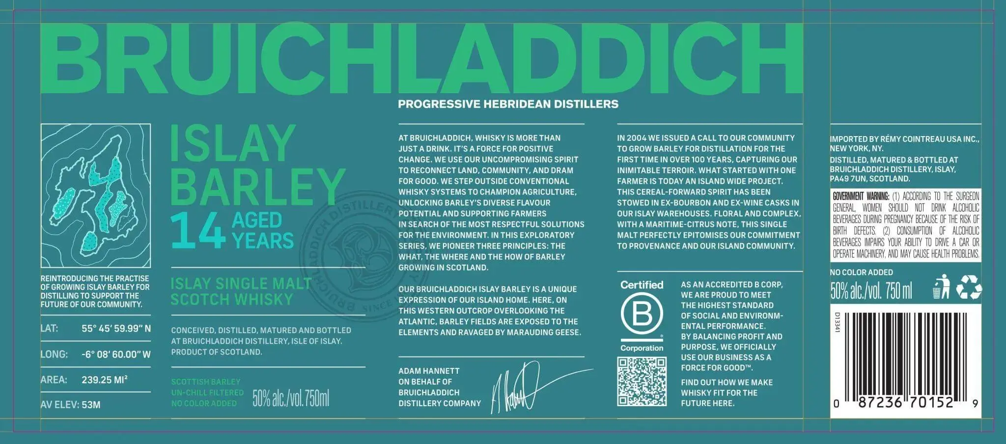 Bruichladdich Islay Barley 14 Year Old Single Malt Scotch Whisky