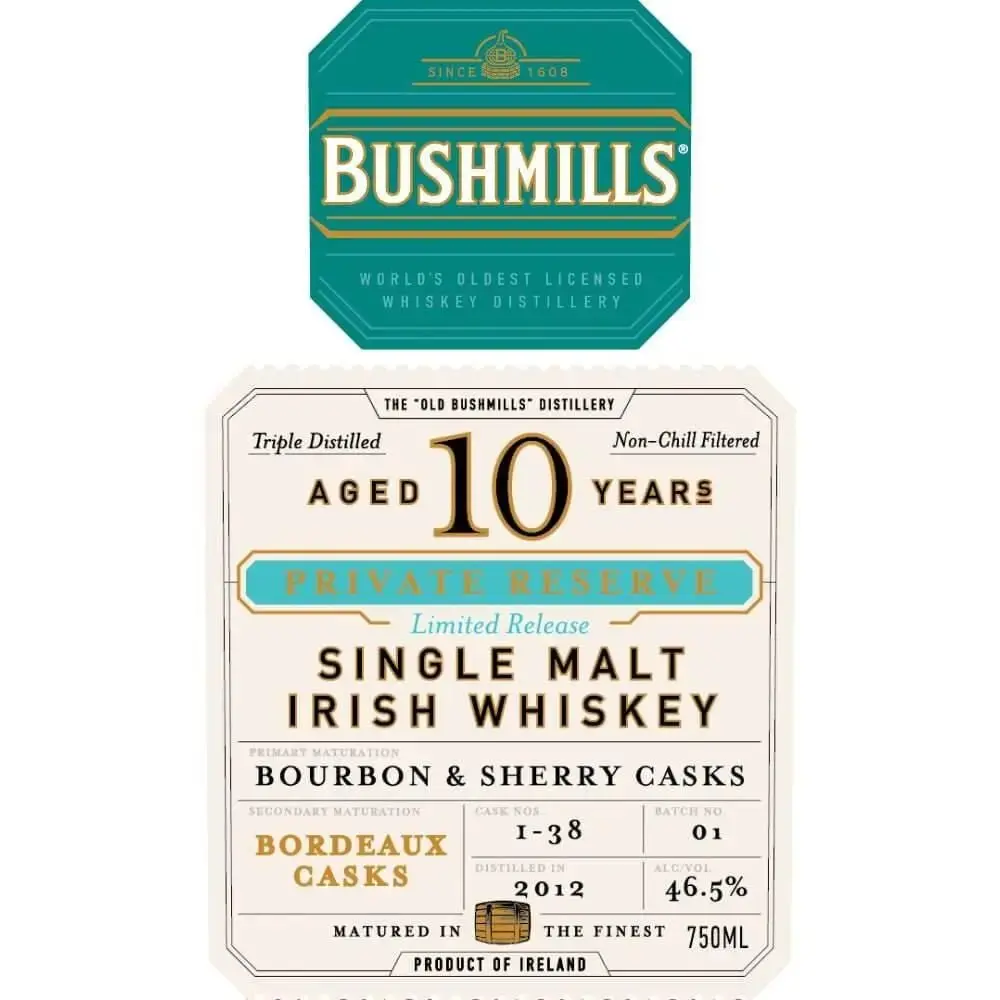 Bushmills 10 Year Old Private Reserve Bordeaux Cask Finished - Image 2