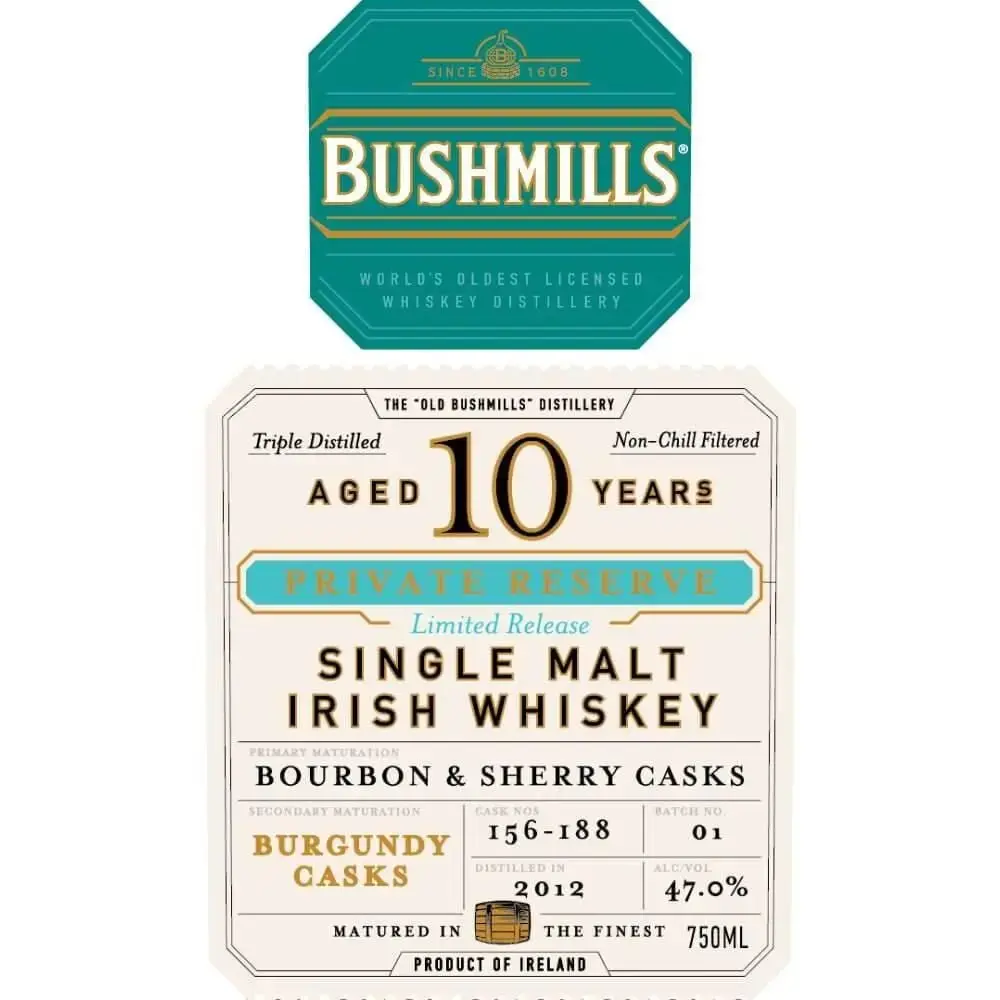 Bushmills 10 Year Old Private Reserve Burgundy Cask Finished - Image 2