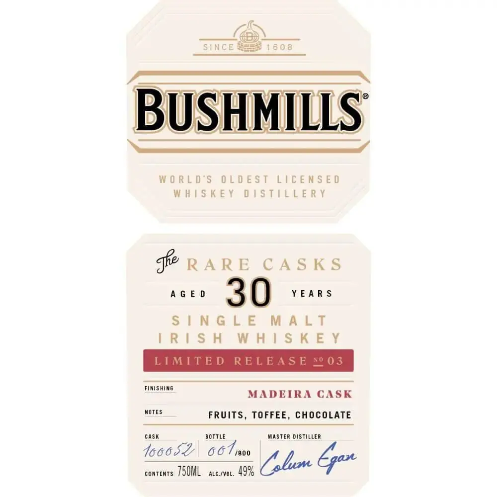 Bushmills The Rare Casks 30 Year Limited Release No. 03 - Image 2