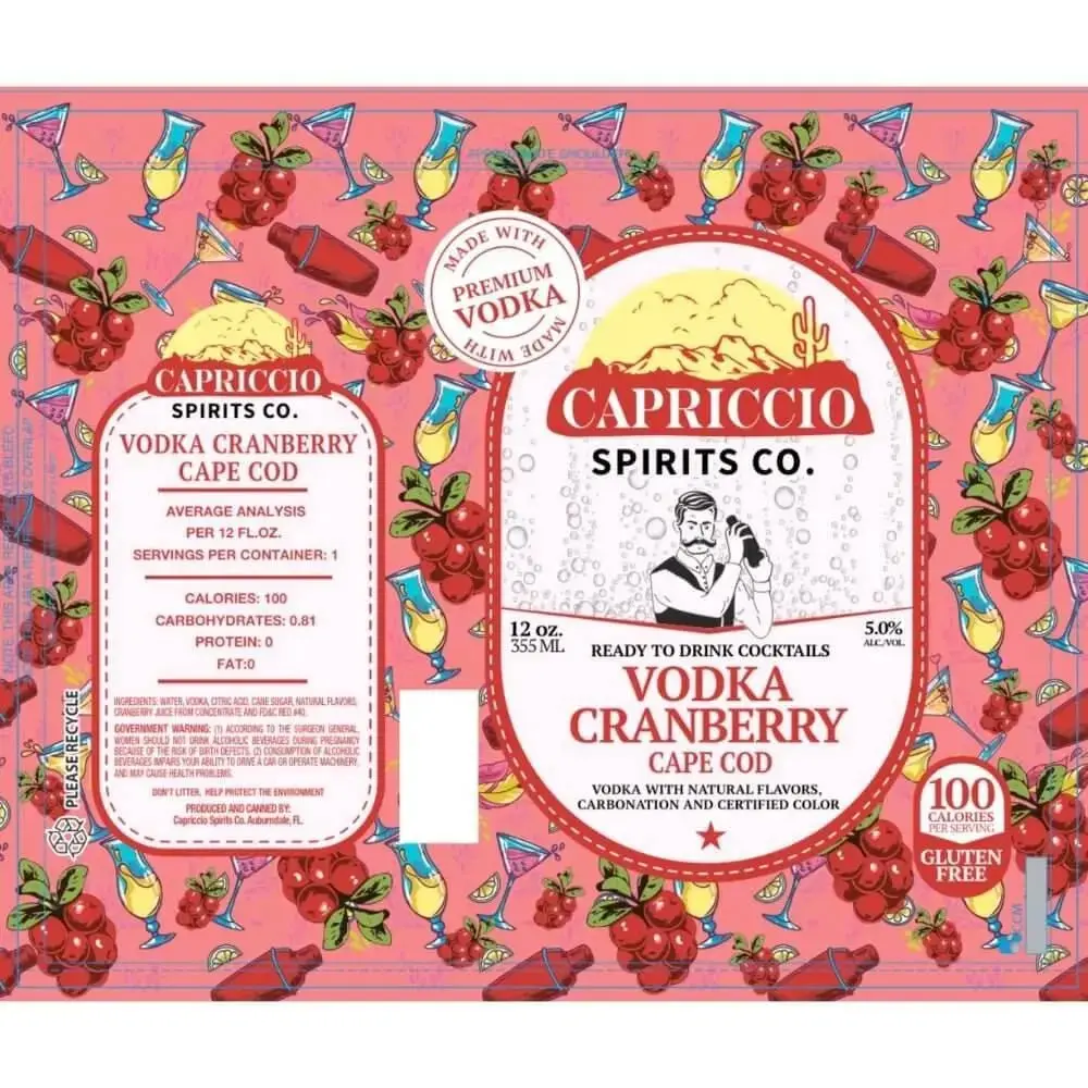 Capriccio Vodka Cranberry Cape Cod Canned Cocktail 6PK