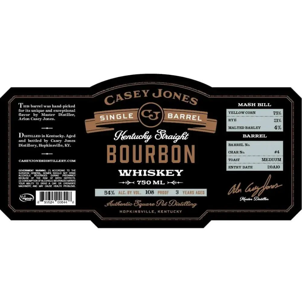 Casey Jones Single Barrel Kentucky Straight Bourbon Mash Bill 2 - Image 2