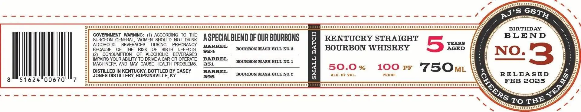Casey Jones Kentucky Straight Bourbon Whiskey Birthday Blend No. 3