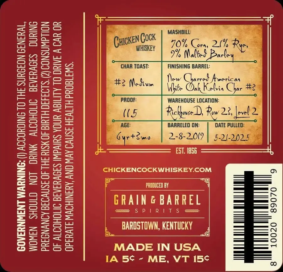 Chicken Cock Reserve Cask Kentucky Straight Bourbon Aged 6 Years