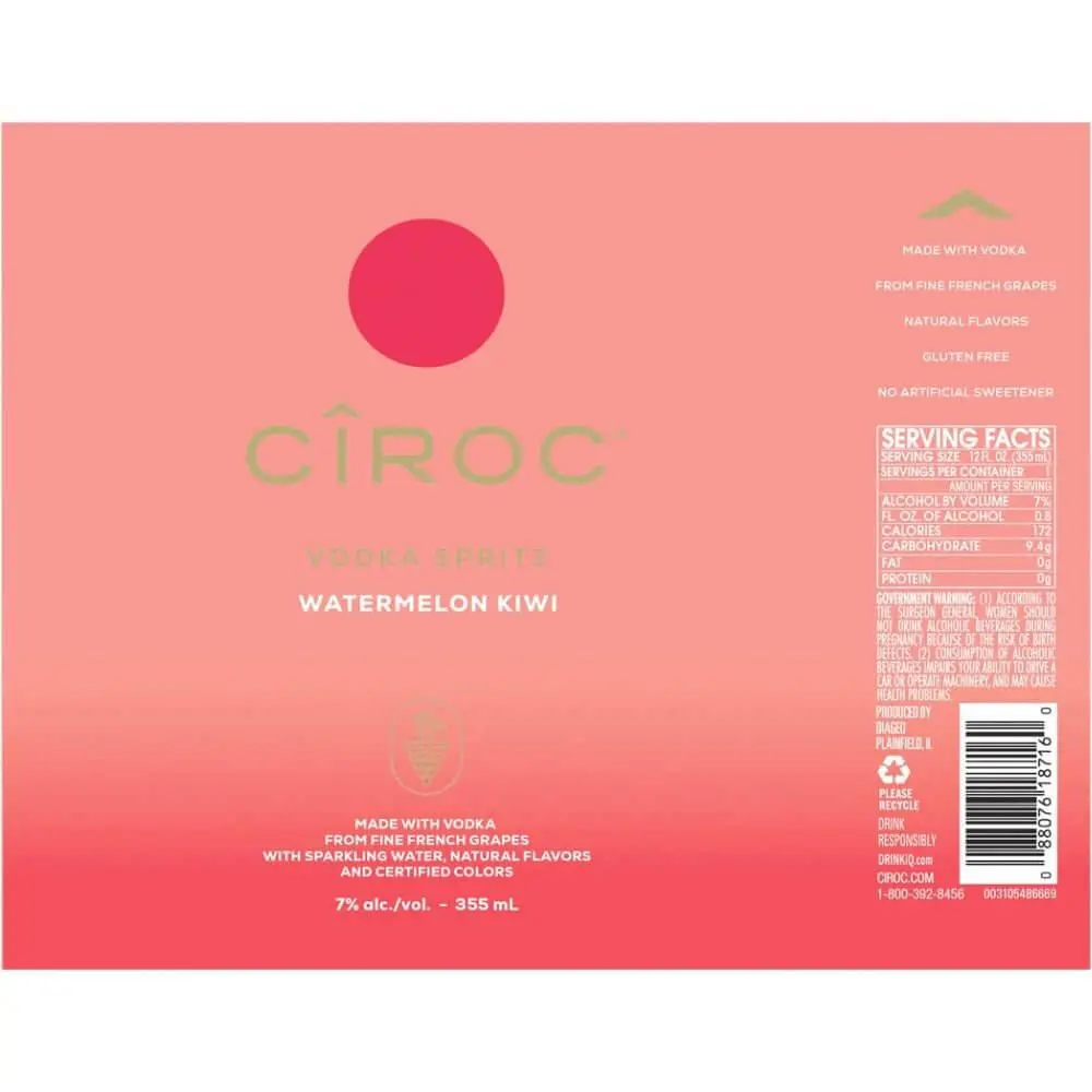 Ciroc Vodka Spritz Watermelon Kiwi 4PK Cans - Image 2