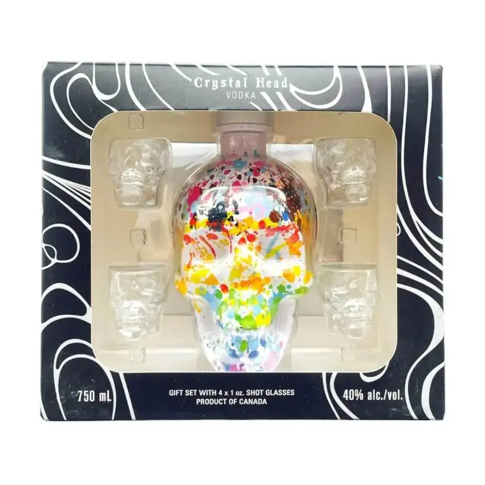 Crystal Head Paint Your Pride Vodka Gift Set With 4 Skull Shot Glasses
