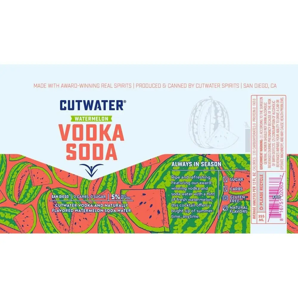 Cutwater Watermelon Vodka Soda 4pk - Image 2