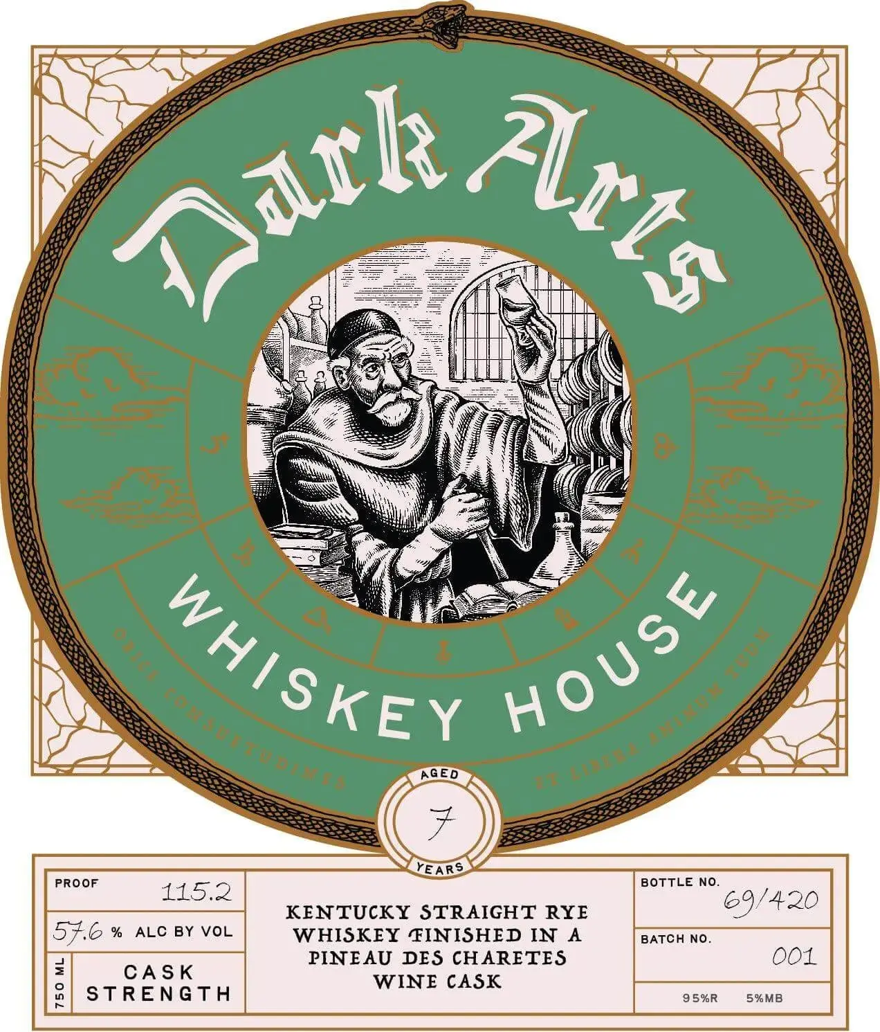Dark Arts Whiskey House 7 Year Rye: Pineau des Charentes Cask Finish (Cask Strength)