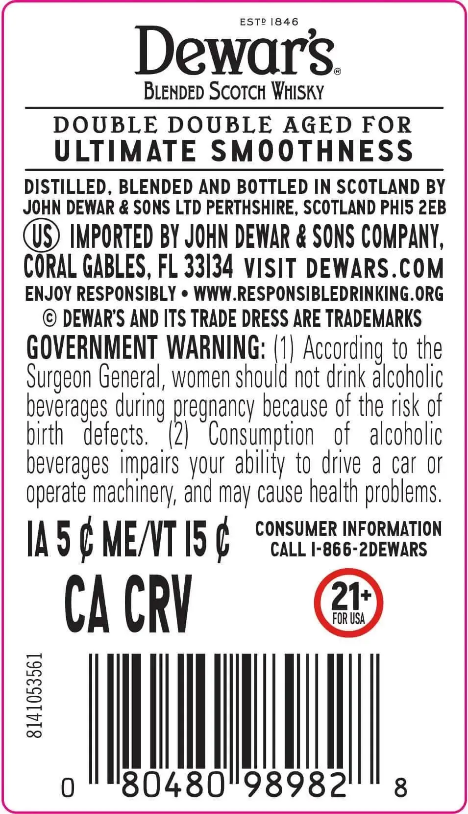 Dewar’s Double Double Aged 21 Year Old Blended Scotch Whisky - Image 2