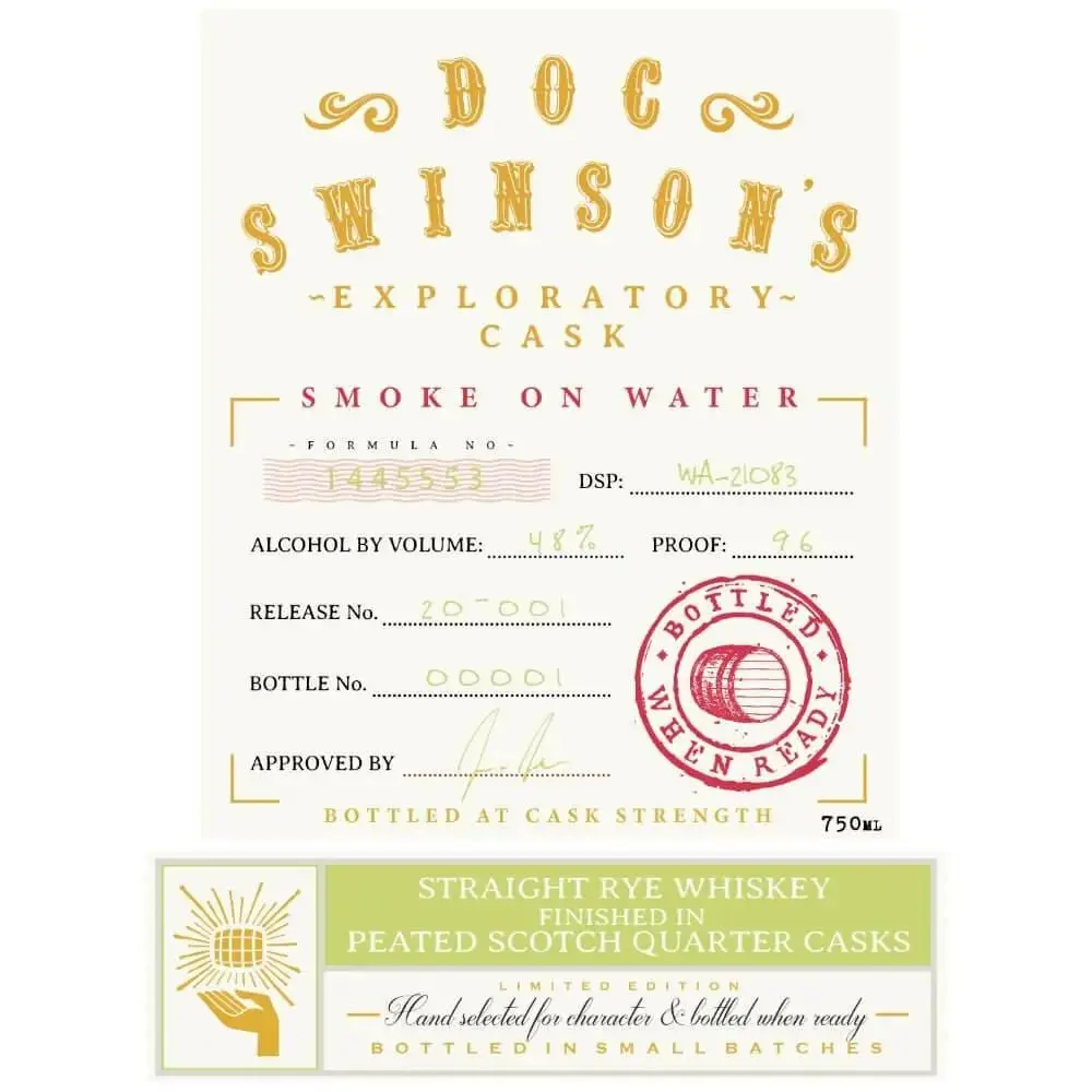 Doc Swinson’s Exploratory Cask Smoke On Water Straight Rye - Image 2