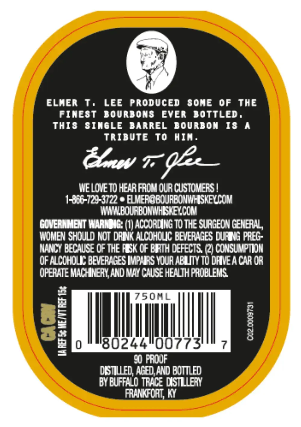 Elmer T. Lee Single Barrel Kentucky Straight Bourbon Whiskey - Image 2