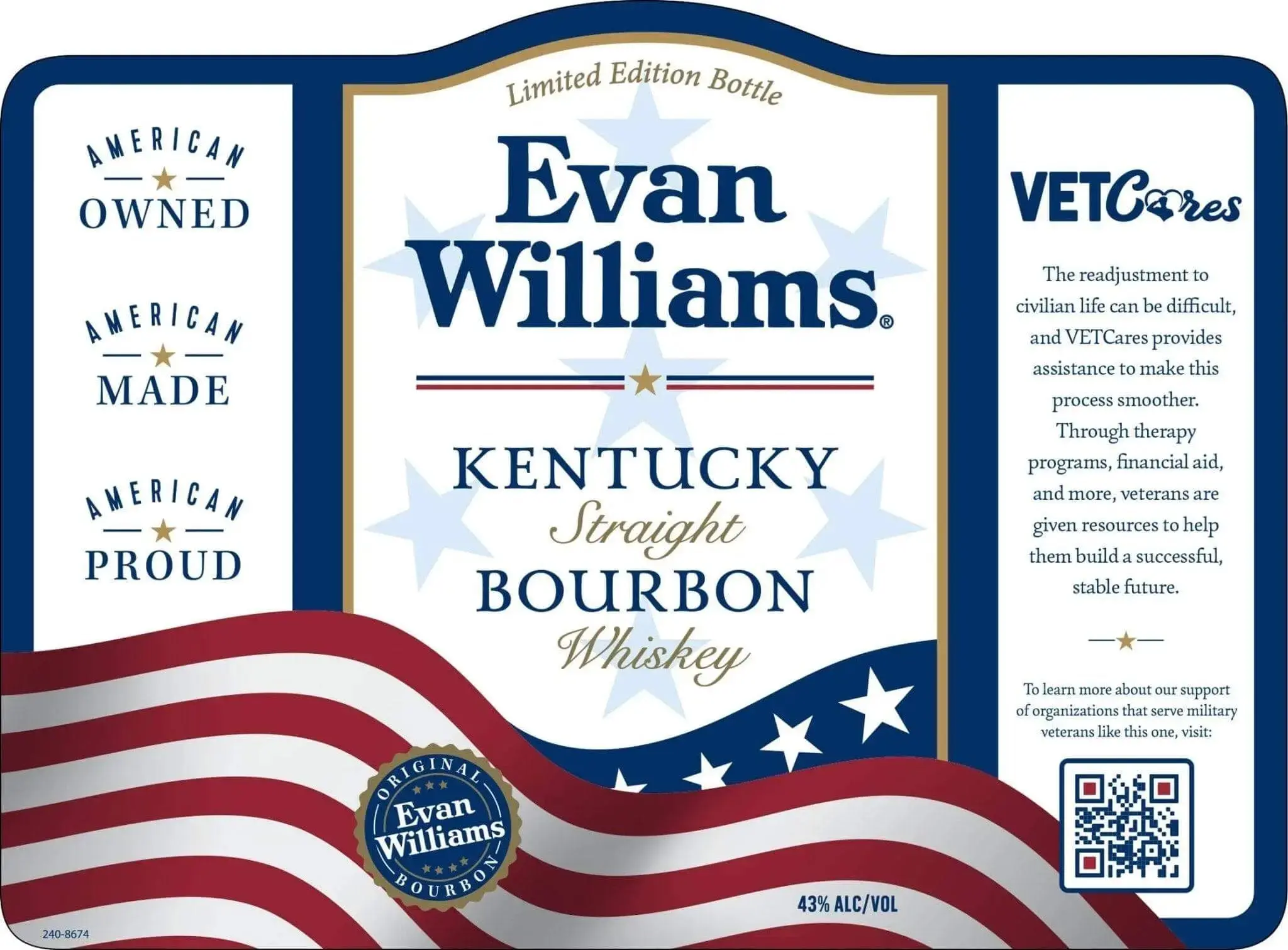 Evan Williams Kentucky Straight Bourbon Whiskey Limited Edition Veterans Bottle