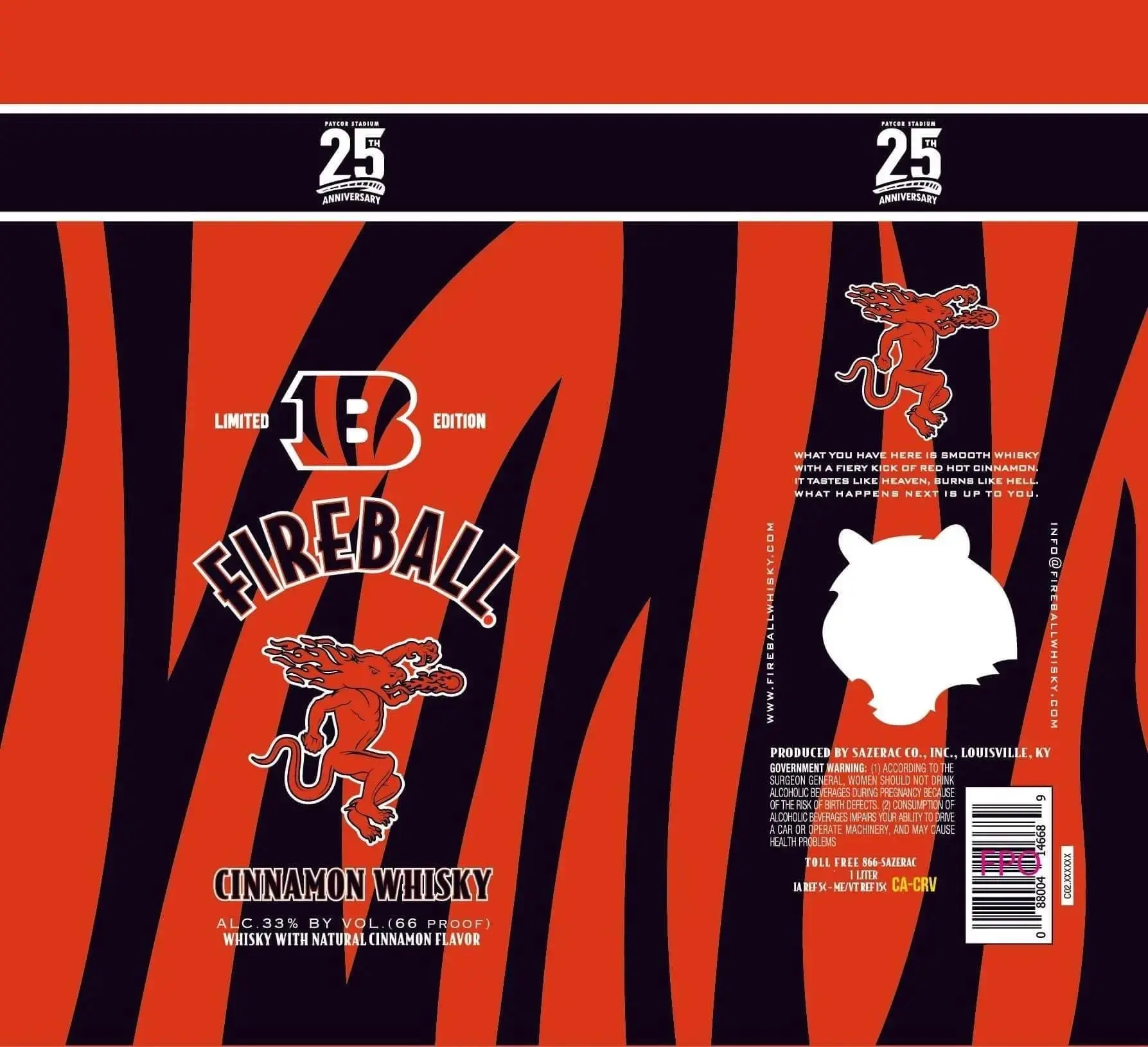 Fireball Cinnamon Whisky Limited Edition celebrating the 25th anniversary of Paycor Stadium