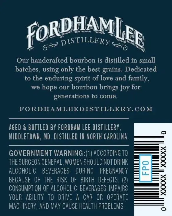 Fordham Lee Distillery Barrel Select Bourbon Whiskey 2 Years Aged - Image 2