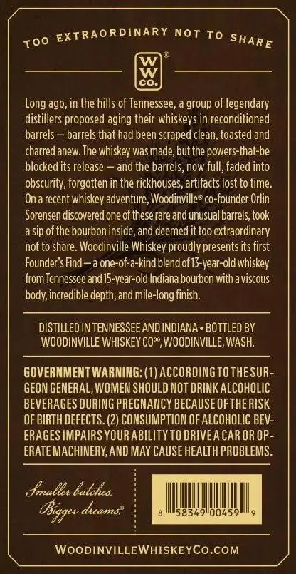 Founder's Find Whiskey Limited Release by Woodinville Whiskey Co. - Image 3