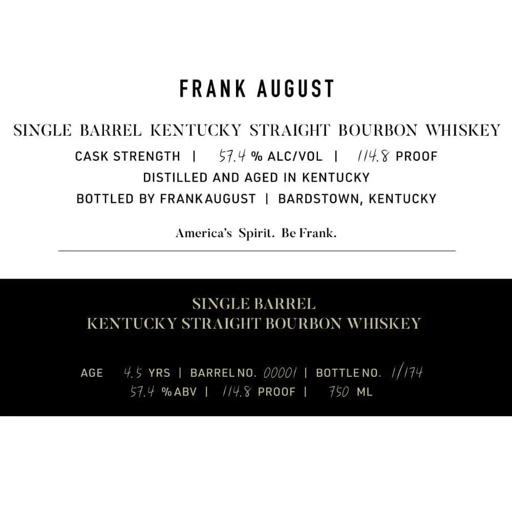 Frank August 4.5 Year Old Single Barrel Bourbon - Image 2
