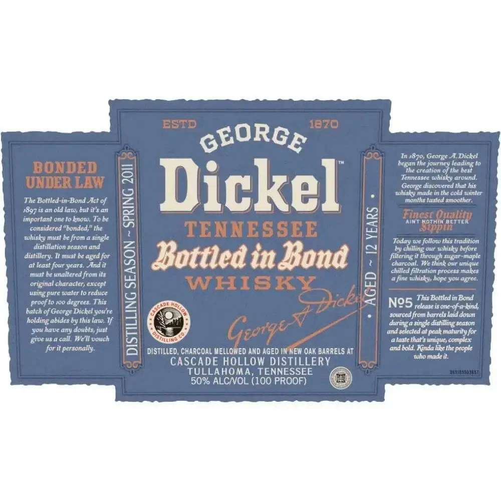 George Dickel 12 Year Old Bottled in Bond Tennessee Whisky - Image 2