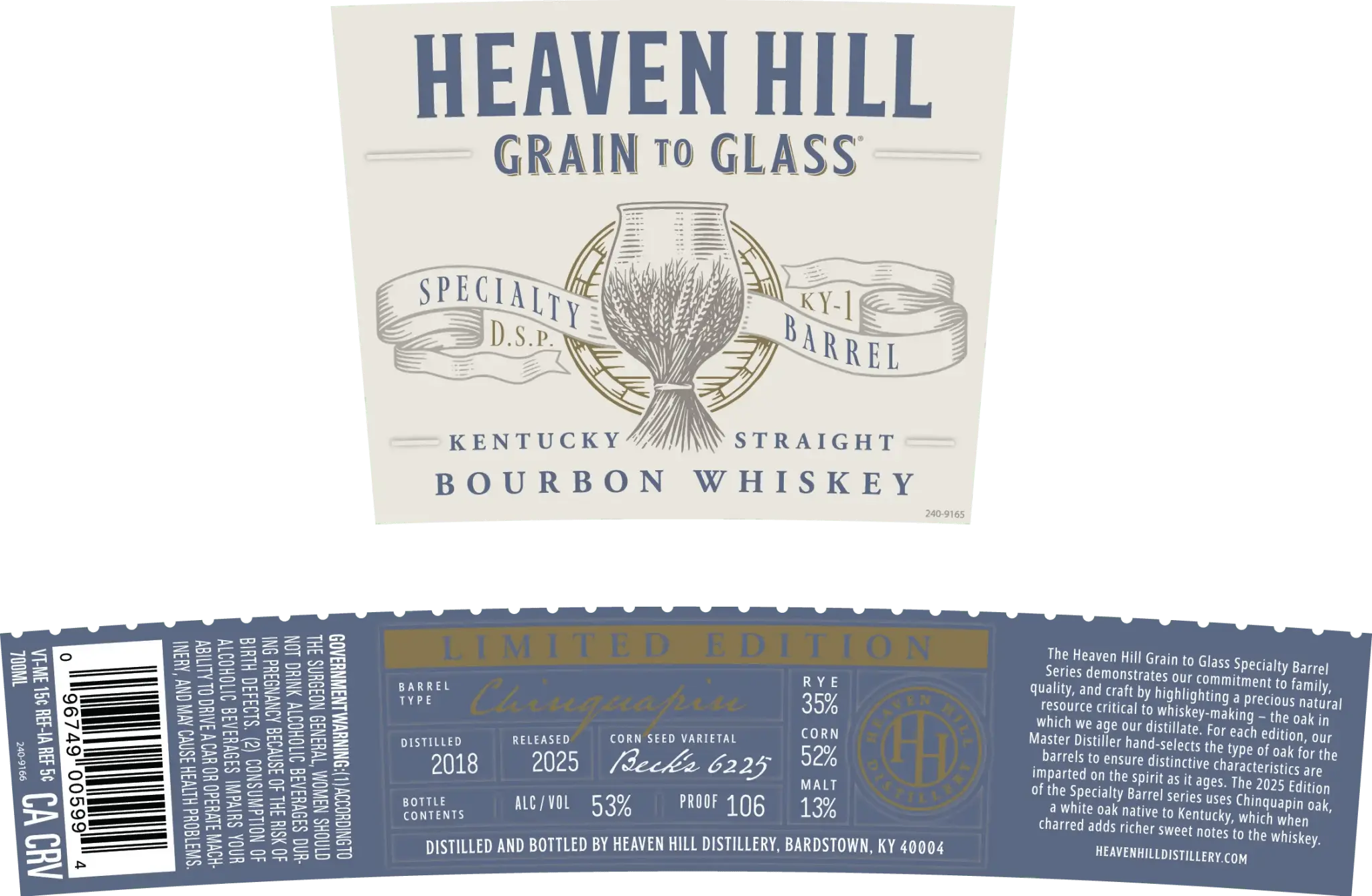 Heaven Hill Grain to Glass Bourbon Whiskey Chinquapin Oak - Image 2