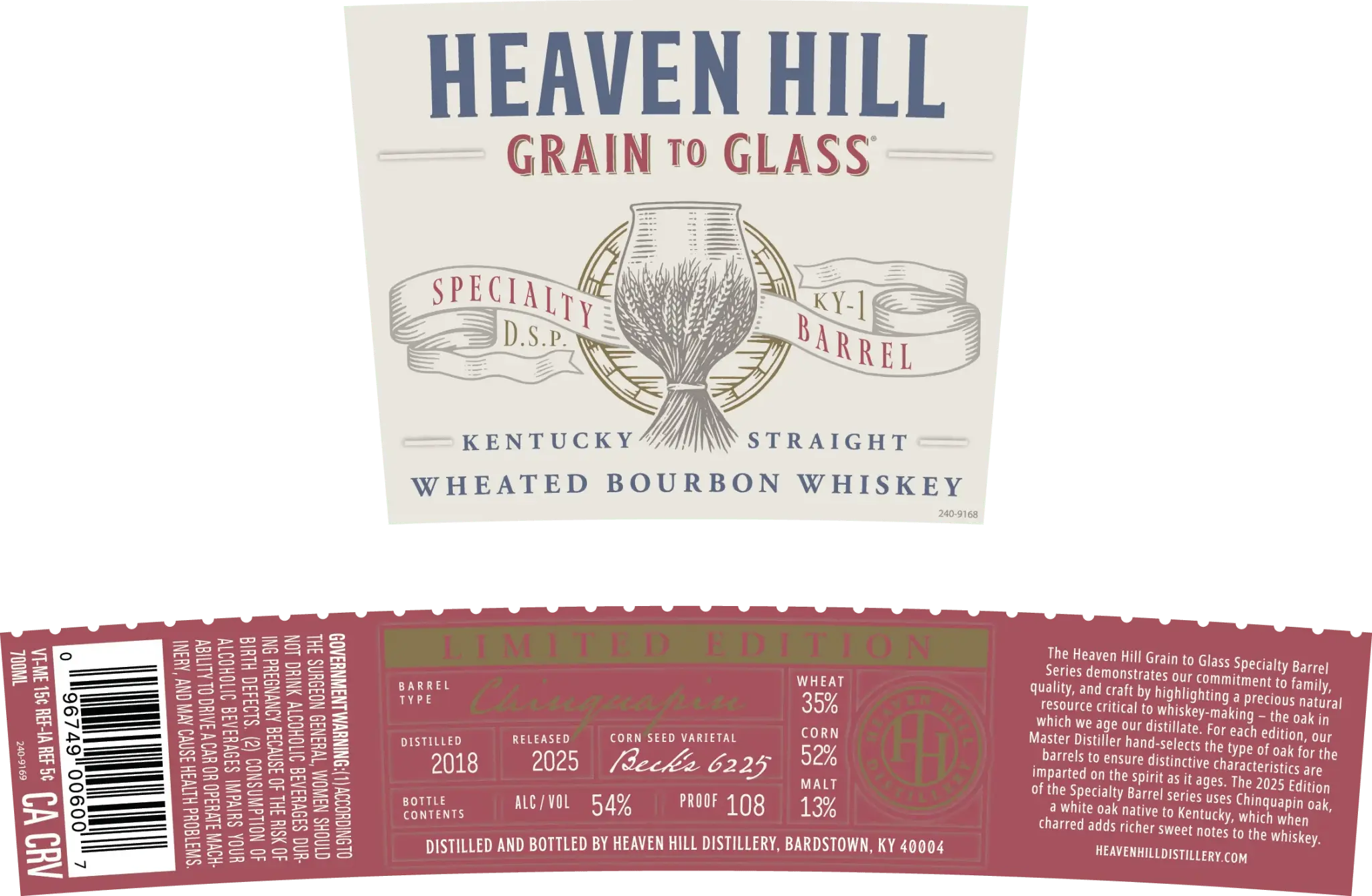 Heaven Hill Grain to Glass Wheated Bourbon Whiskey Chinquapin Oak - Image 2