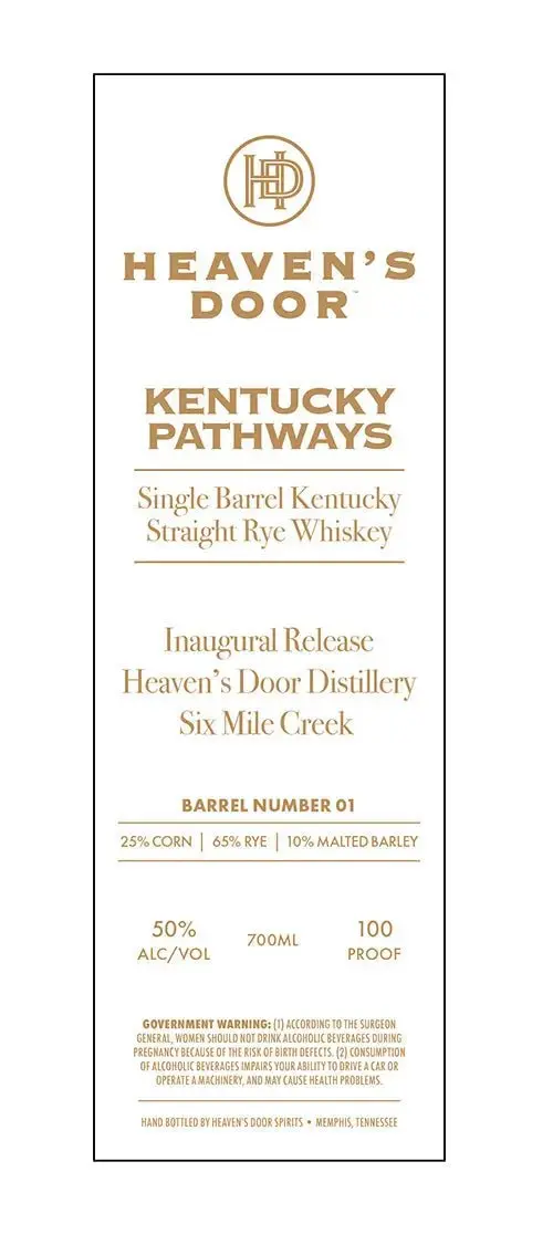 Heavens Door Kentucky Pathways Single Barrel Rye Barrel #01 700ml