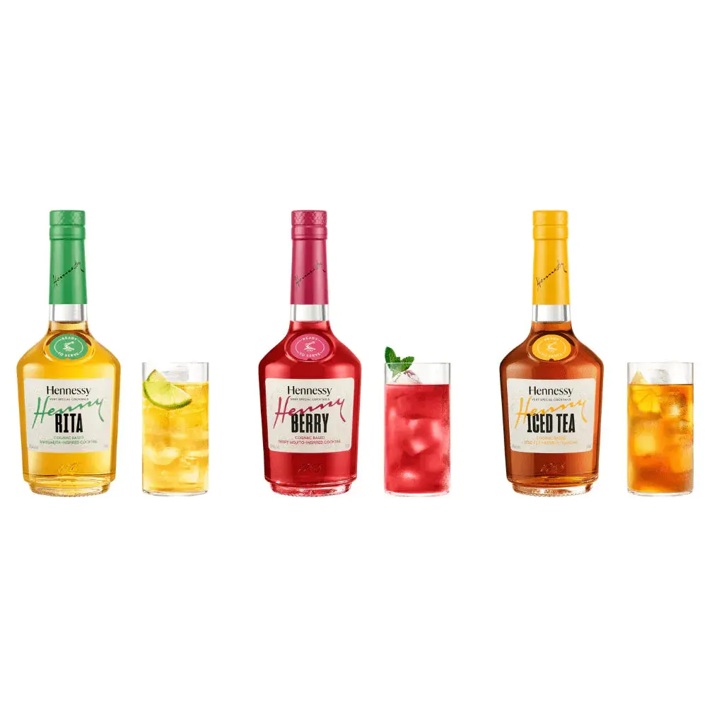 Hennessy Ready to Serve Cocktail Variety Bundle: Henny Rita, Henny Berry & Henny Iced Tea 375mL