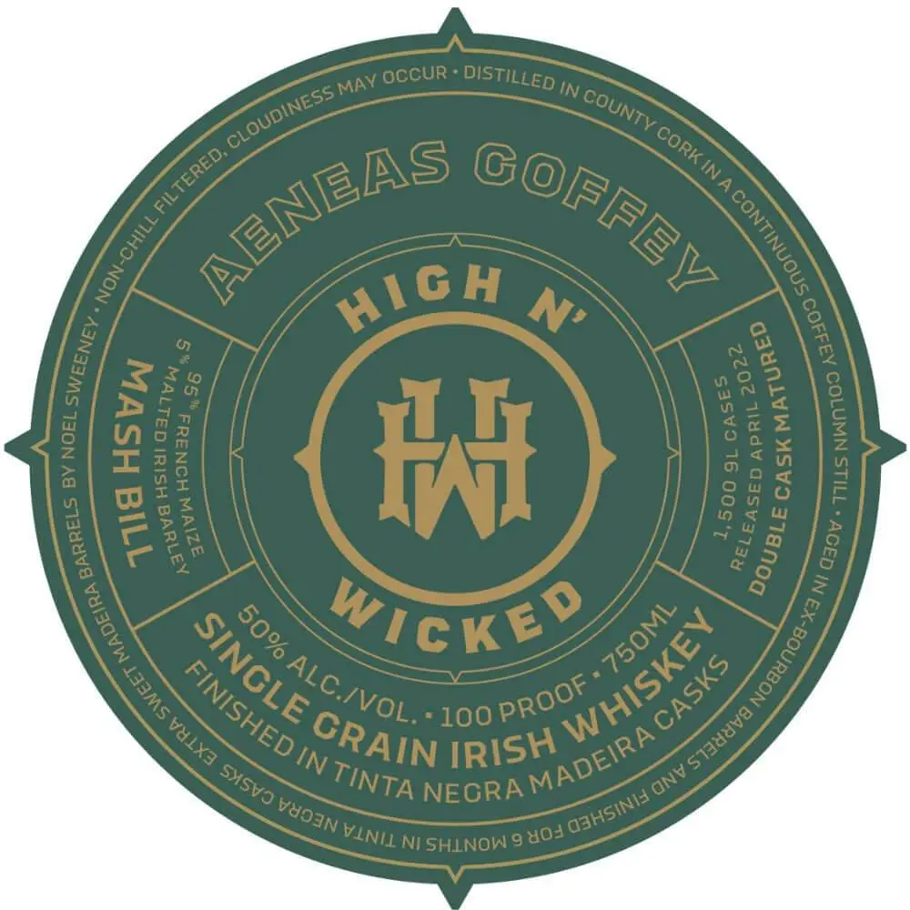 High N’ Wicked Aneas Coffey Irish Whiskey - Image 2
