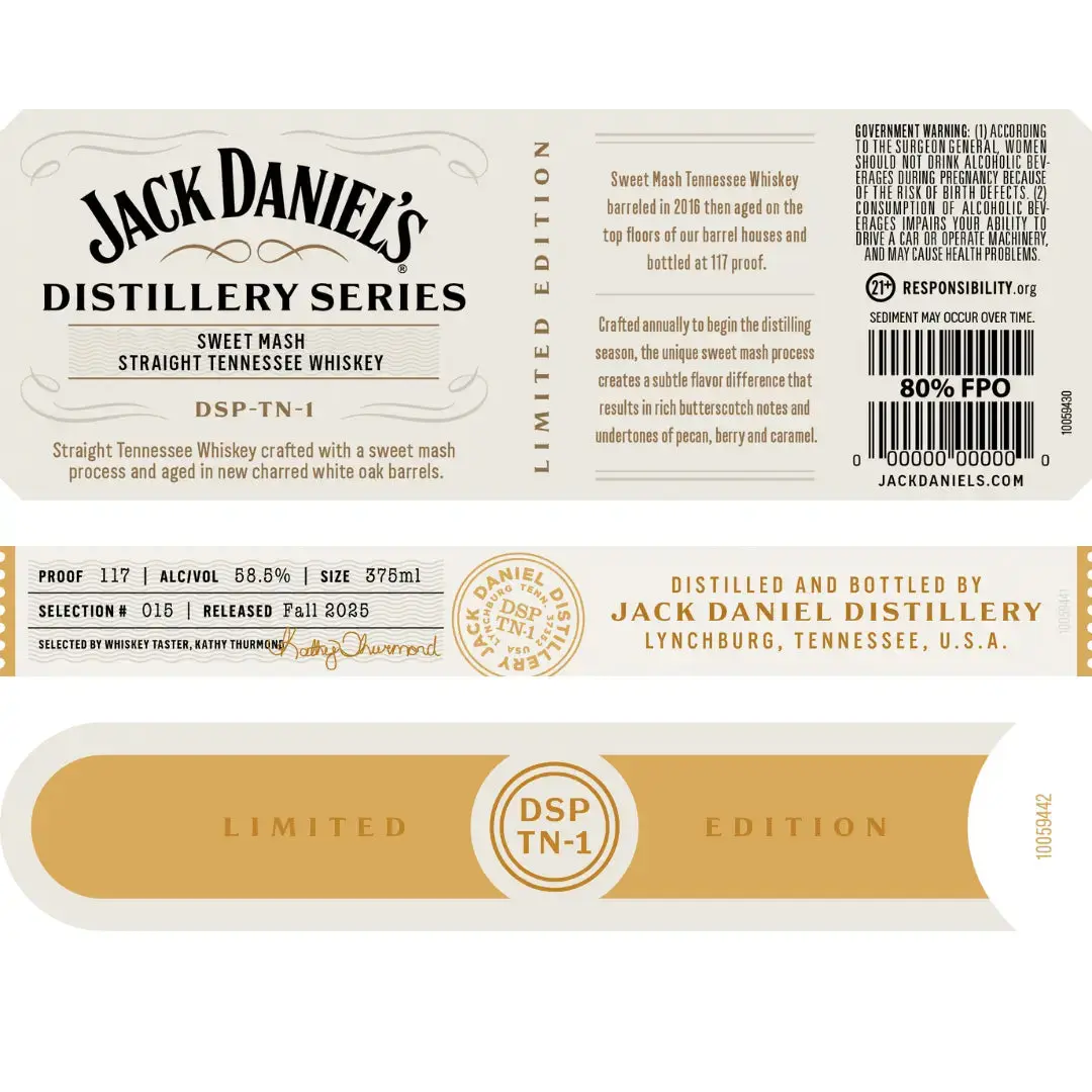 Jack Daniel’s Distillery Series Sweet Mash Tennessee Whiskey-1 375mL