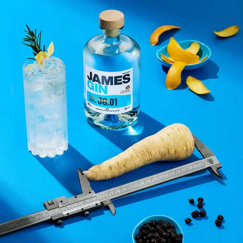 James Gin Asian Parsnip 700mL 80 Proof W/ Souvenir Gift Key Chain - Image 2