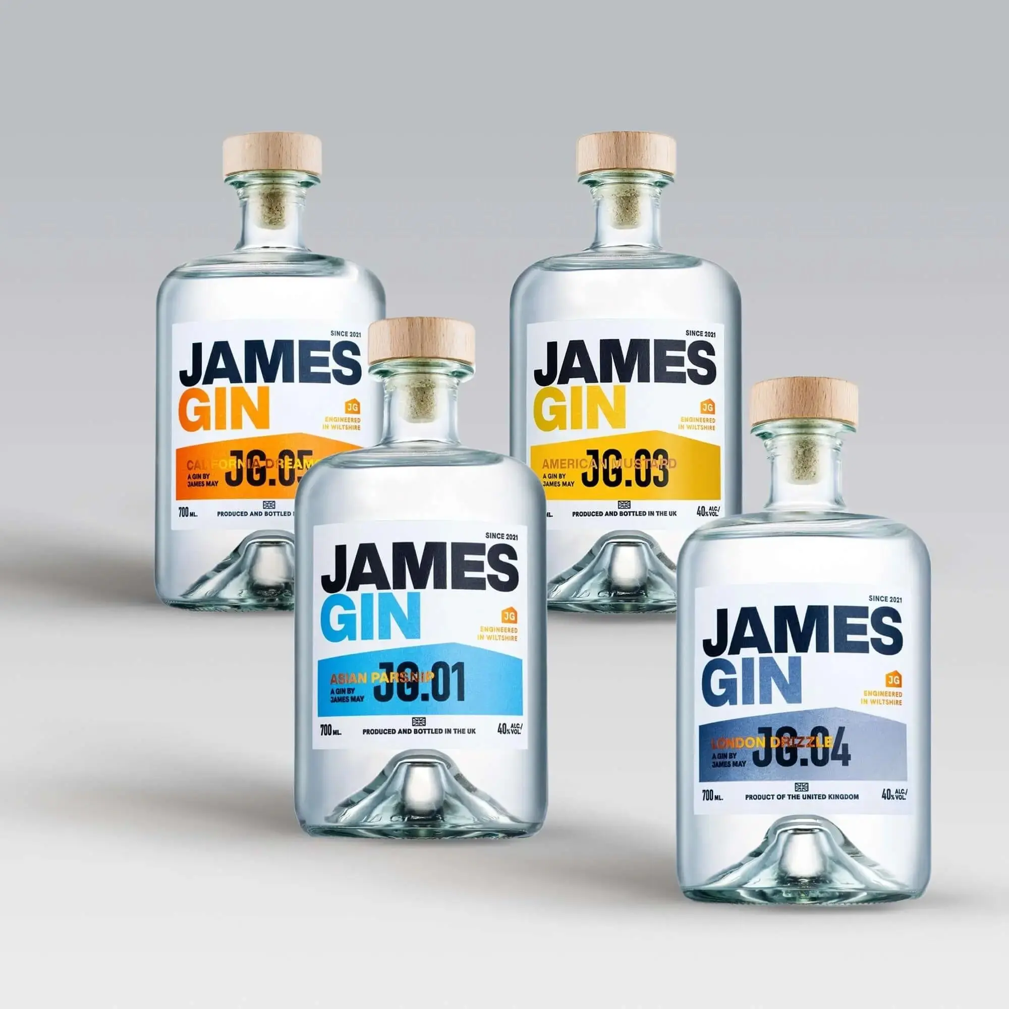 James Gin The Fab Four 4 Bottle Bundle W/ Souvenir Gift Key Chain