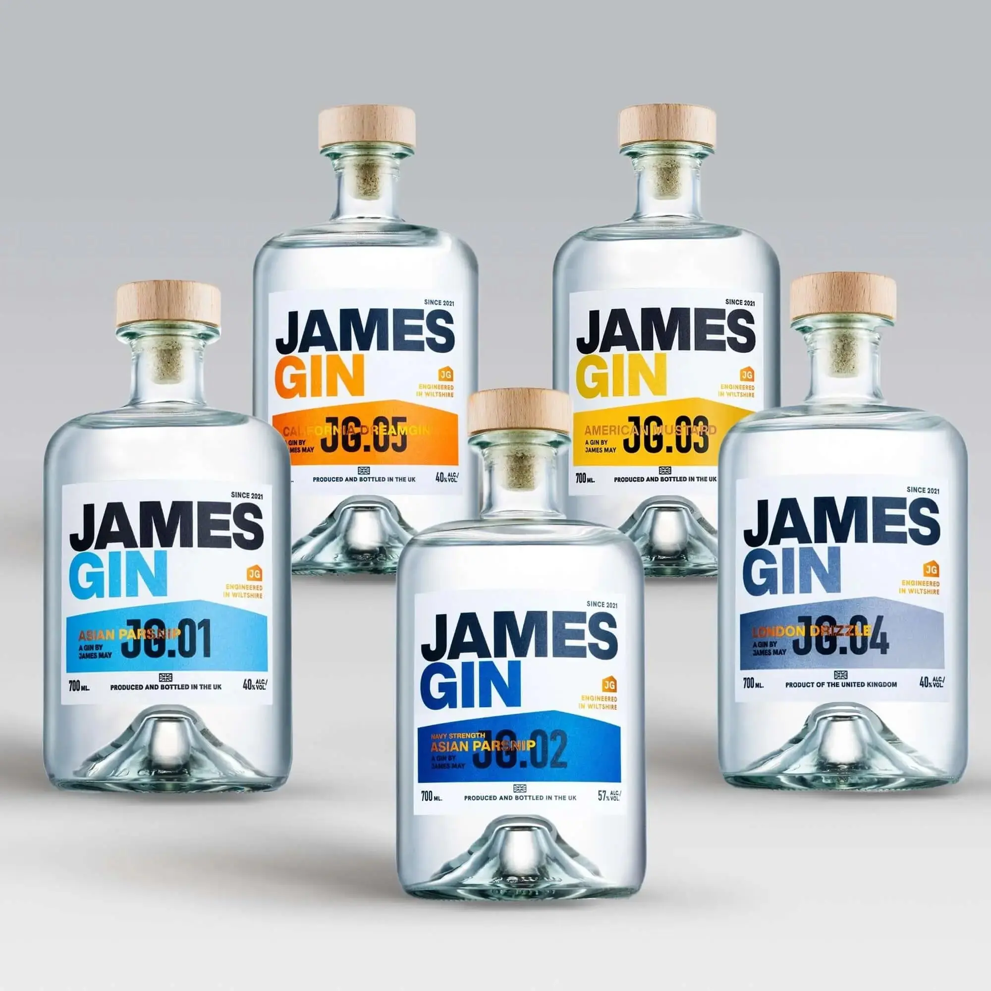 James Gin The Famous Five 5 Bottle Bundle W/ Souvenir Gift Key Chain