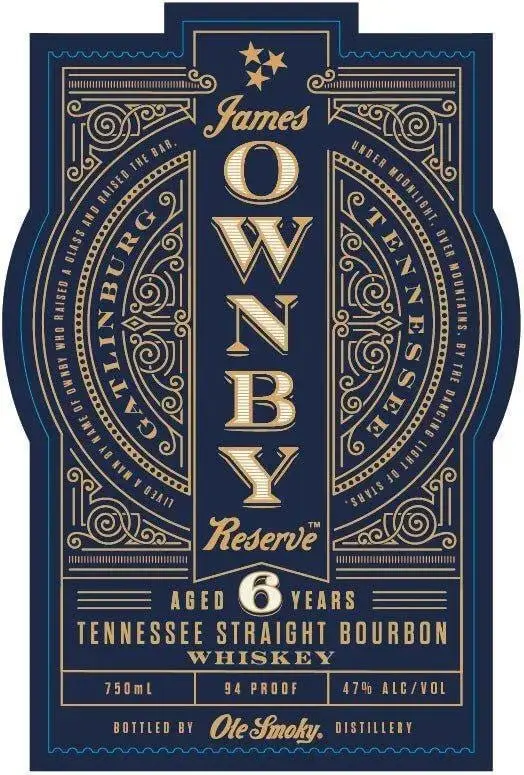 James Ownby Reserve 6 Year Aged Tennessee Straight Bourbon Whiskey
