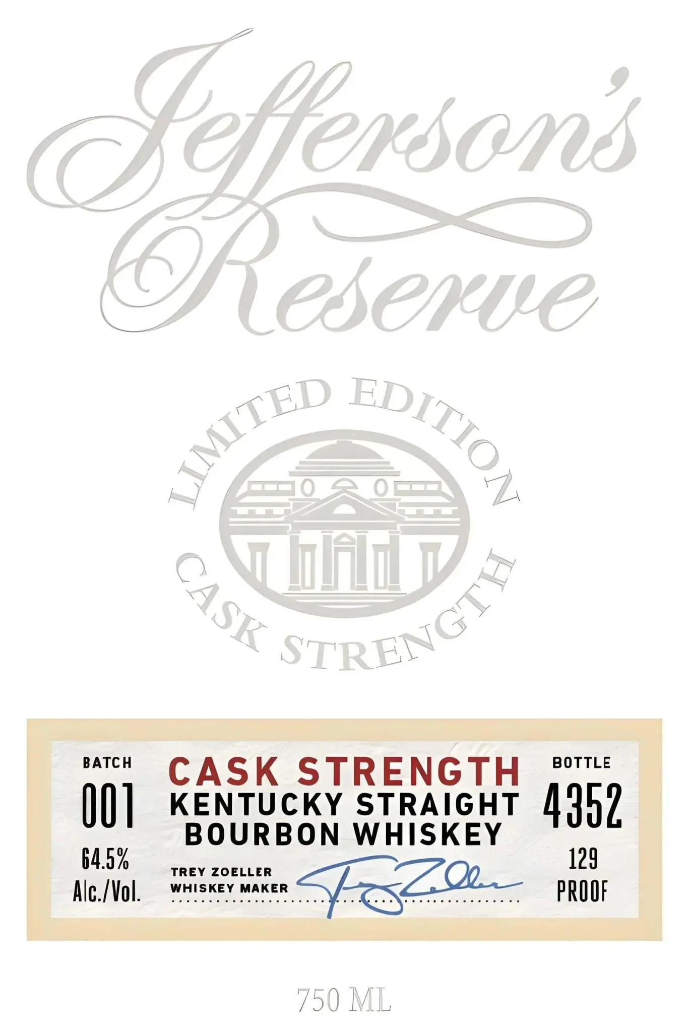 Jefferson’s Reserve Cask Strength Kentucky Straight Bourbon Whiskey Batch 001