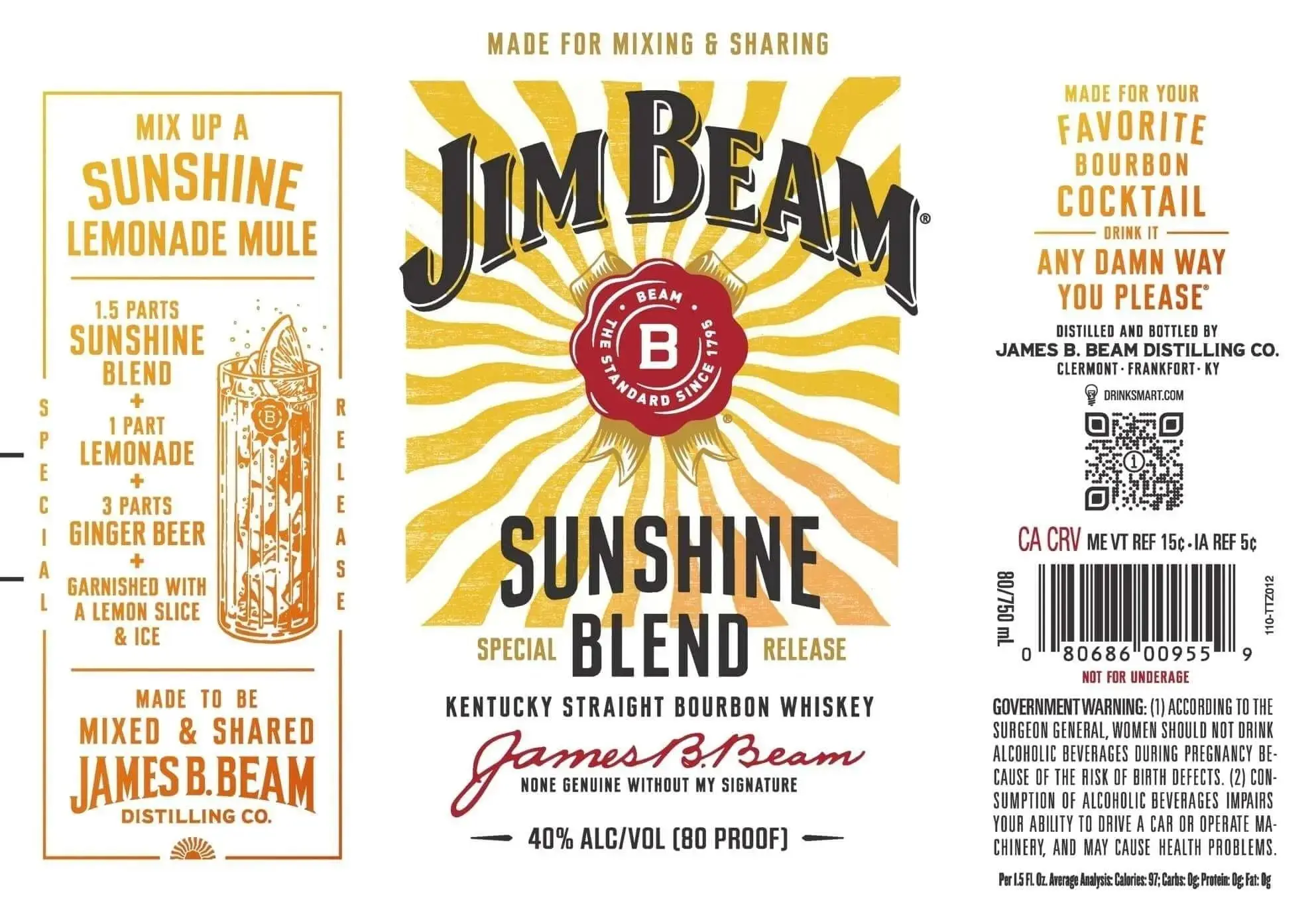 Jim Beam Sunshine Blend Special Release Kentucky Straight Bourbon Whiskey