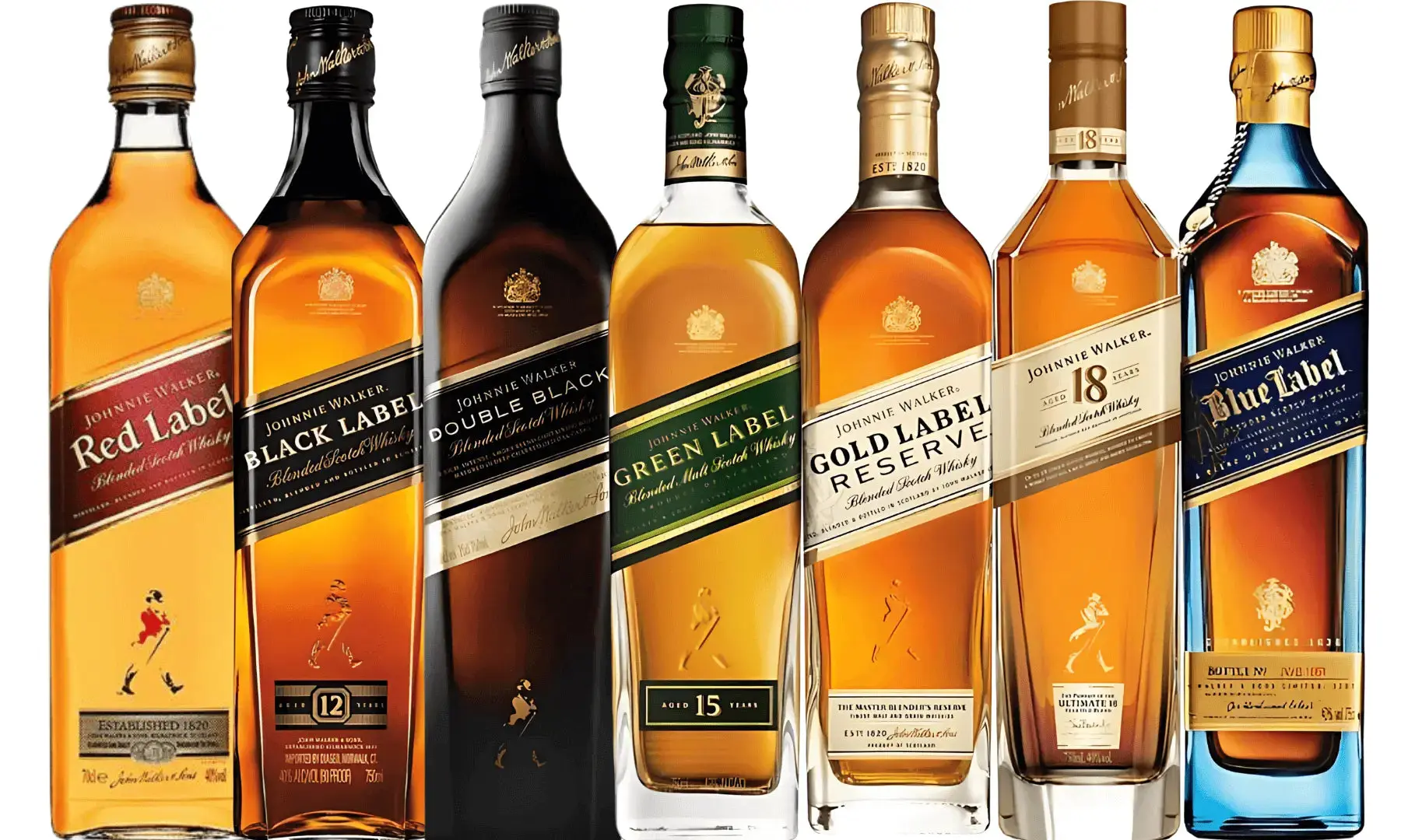 Johnnie Walker Collection: Red, Black, Double Black, Green, Gold, 18 Year & Blue Label