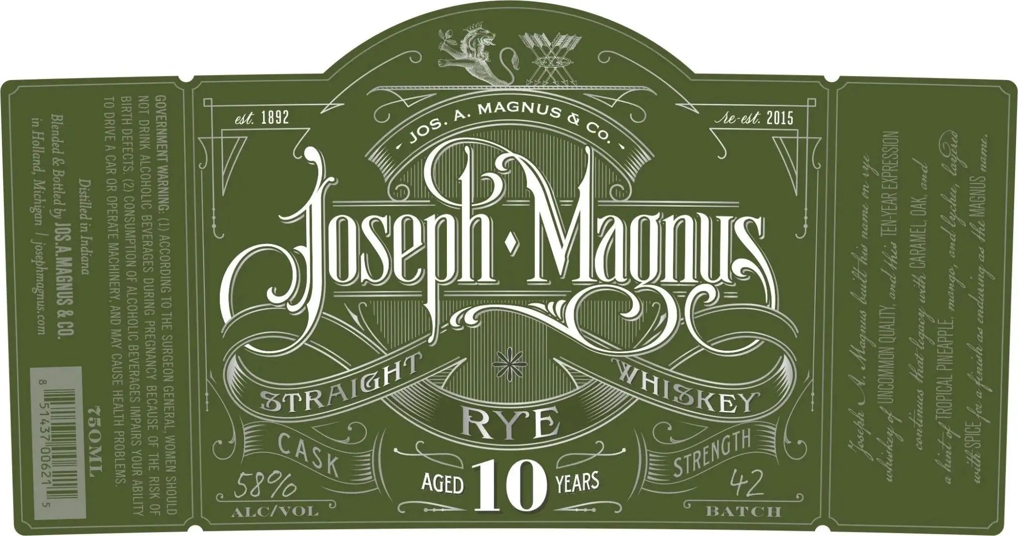 Joseph Magnus 10 Year Straight Rye Whiskey Cask Strength