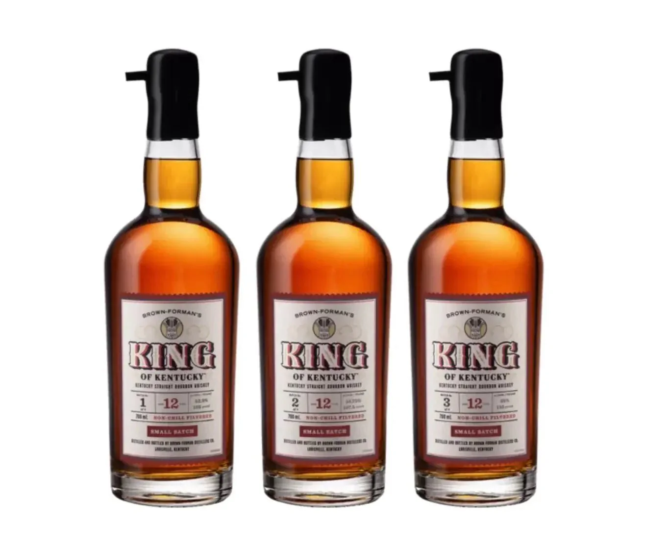 King of Kentucky 12 Year Small Batch Kentucky Straight Bourbon Whiskey 3 Bottle Set Batches 1–3