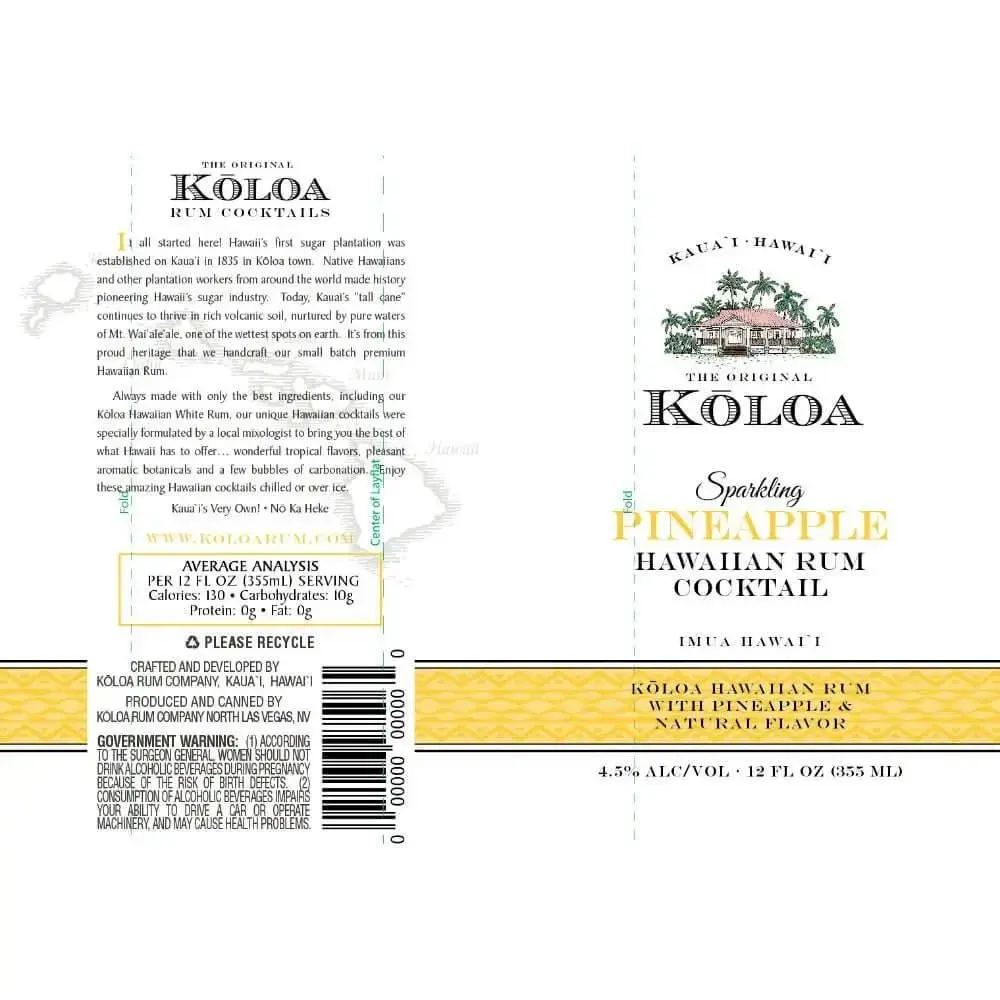 Kōloa Sparkling Pineapple Hawaiian Rum Cocktail 4pk