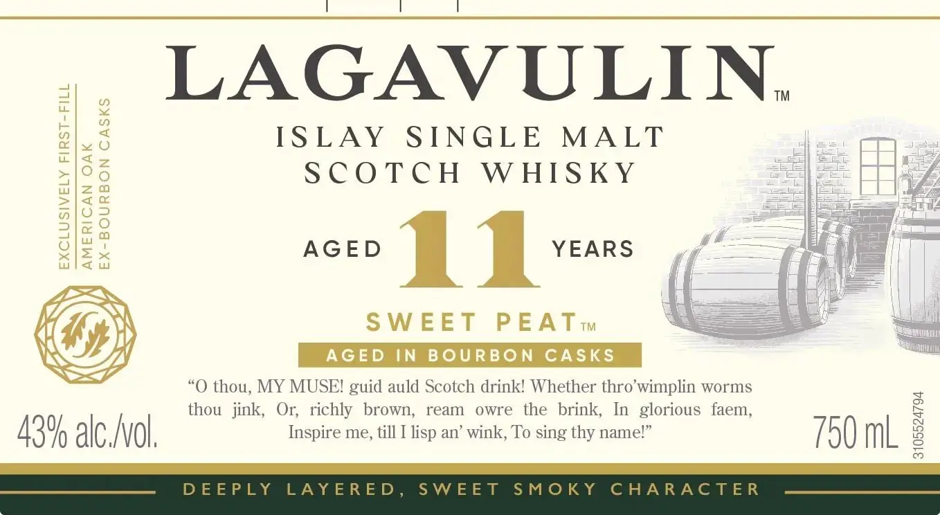 Lagavulin 11 Year Old Sweet Peat Islay Single Malt Scotch Whisky 750ml - Image 2