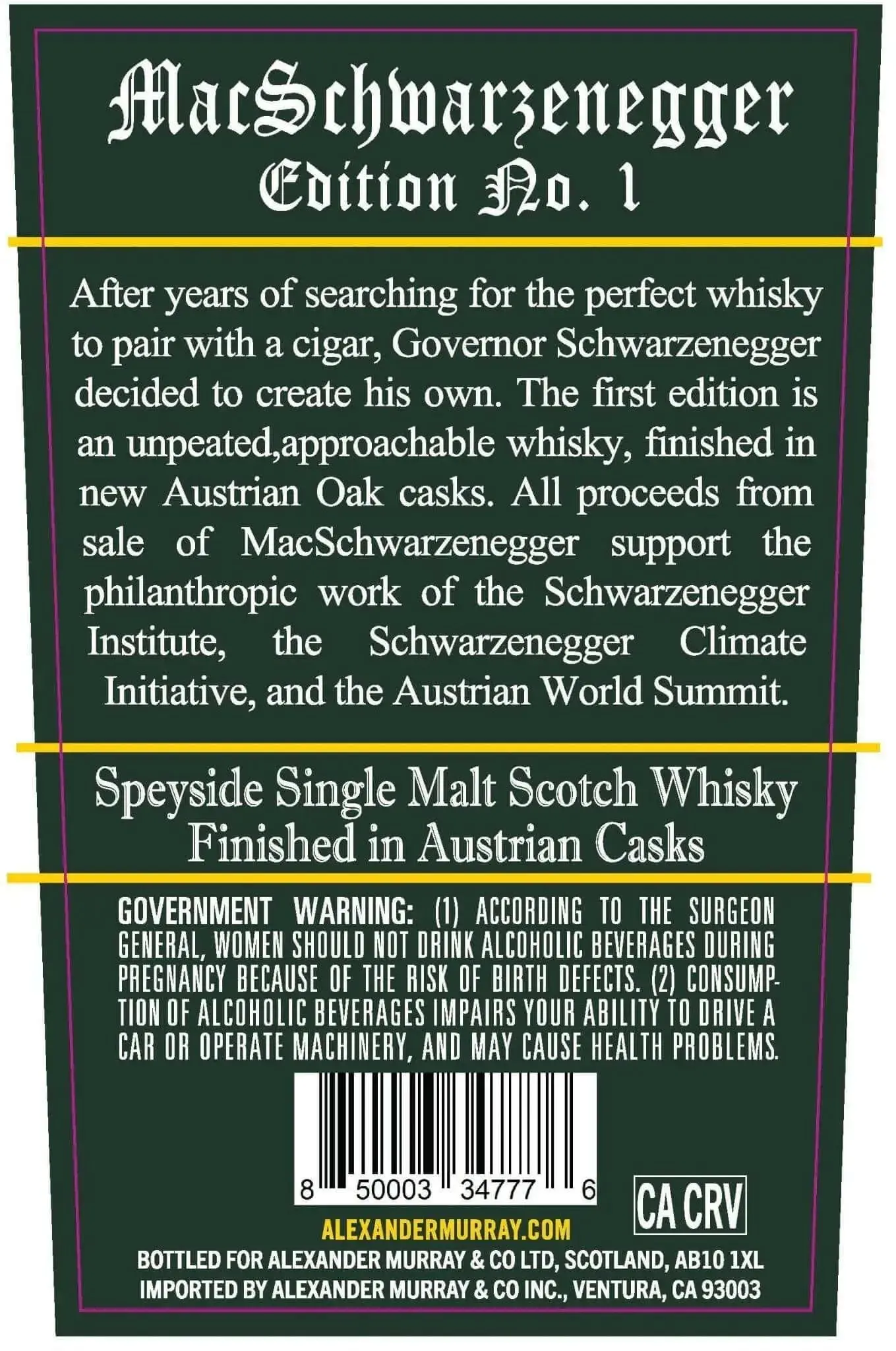 MacSchwarzenegger Single Malt Edition No. 1 Finished In Australian Oak Cask - Image 2