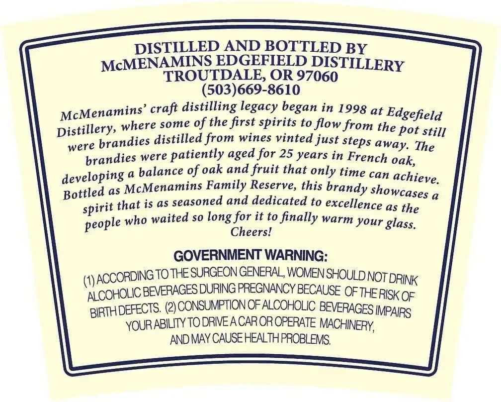 McMenamins Family Reserve 25-Year-Old Brandy (750ml)