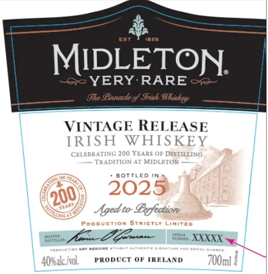 Midleton Very Rare Vintage Release 2025 Irish Whiskey 700ml